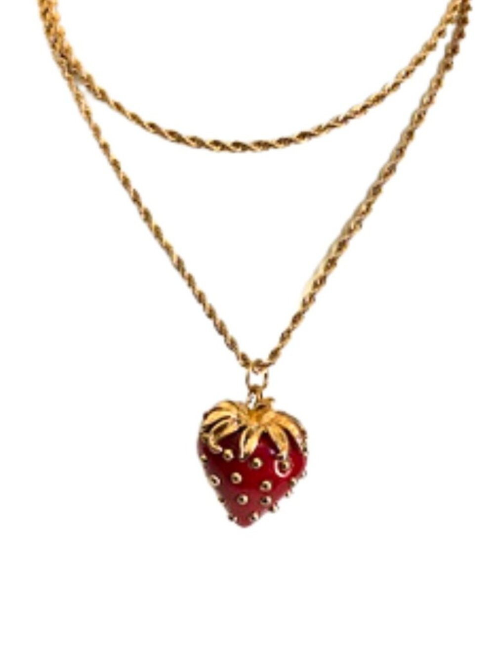 Kenneth Jay Lane for Avon Strawberry Pendant Necklace In Signed Box